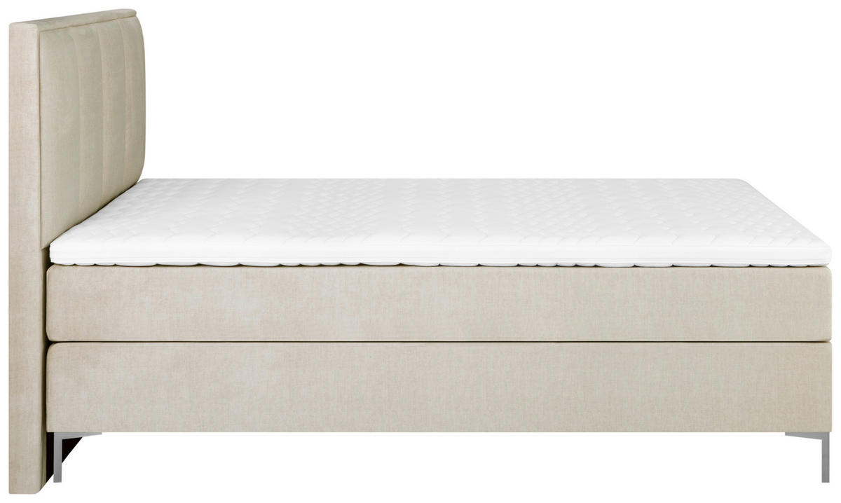 BOXSPRING-ÁGY 140/200 cm  krém  - krémszínű/alumíniumszínű, Modern, textil (140/200cm) - MID.YOU
