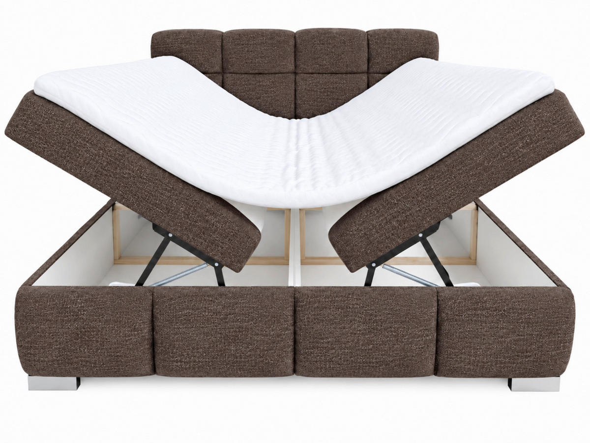 BOXBETT 140/200 cm,  in Braun, Bettkasten, Topper,  - Chromfarben/Braun, MODERN, Holz/Kunststoff (140/200cm) - MID.YOU