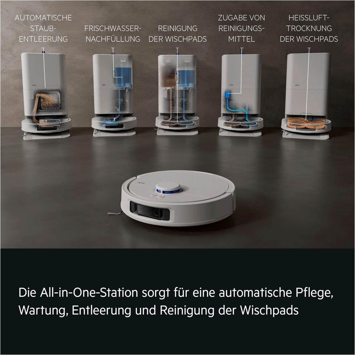 STAUBSAUGERROBOTER AR81UW3SW All-in-One-Station  - Weiß, Basics, Kunststoff (35/60/48cm) - AEG