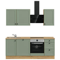 KÜCHENLEERBLOCK 210 cm   in Grün, Eichefarben  - Eichefarben/Schwarz, MODERN, Holzwerkstoff/Metall (210cm) - Nobilia
