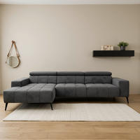 ECKSOFA TRENTO Dunkelgrau Mikrofaser  - Dunkelgrau/Schwarz, MODERN, Textil/Metall (287/175cm) - MID.YOU