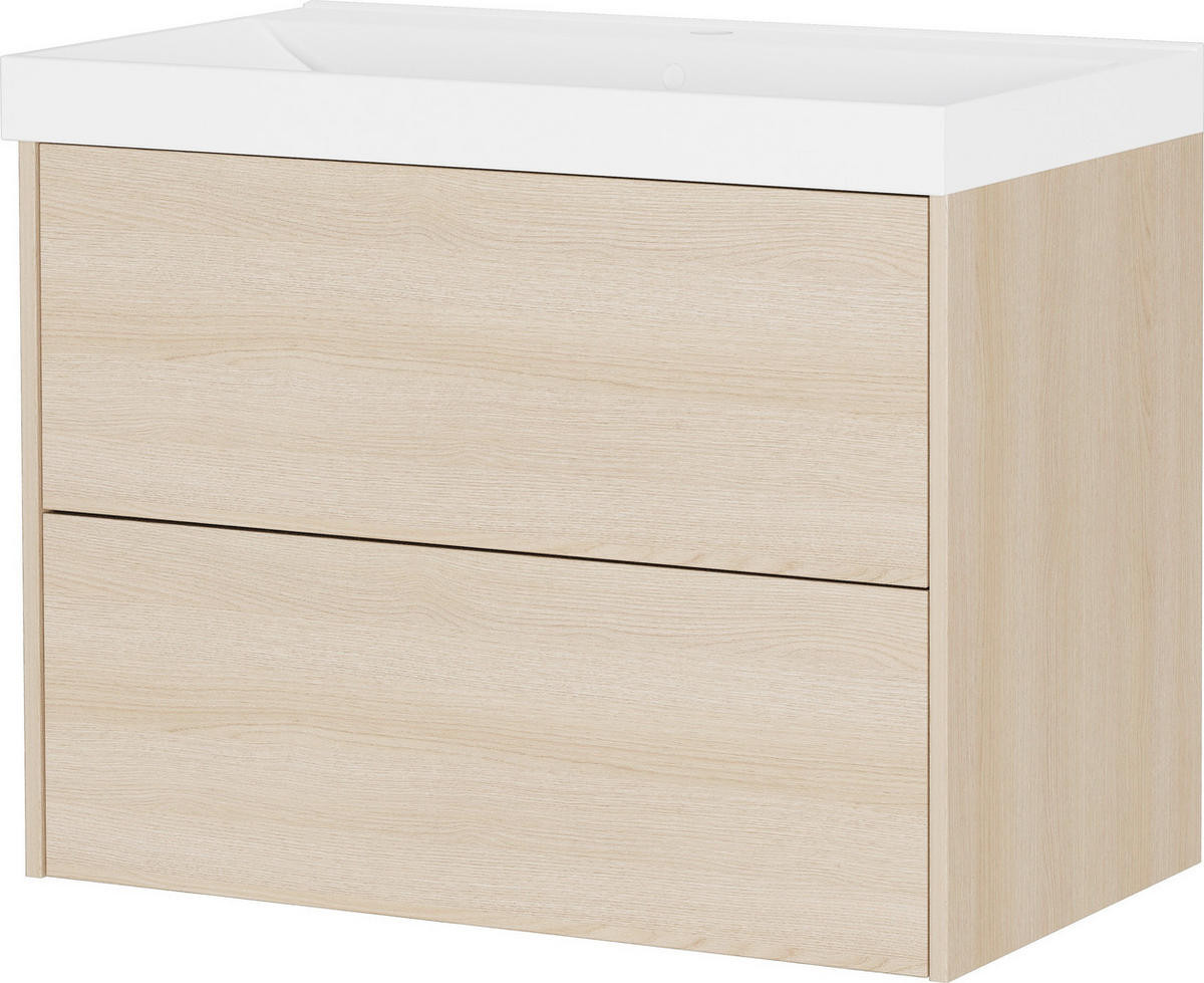 WASCHTISCHKOMBI  - Eichefarben/Weiß, Design, Keramik/Holzwerkstoff (81/65/46cm) - Germania