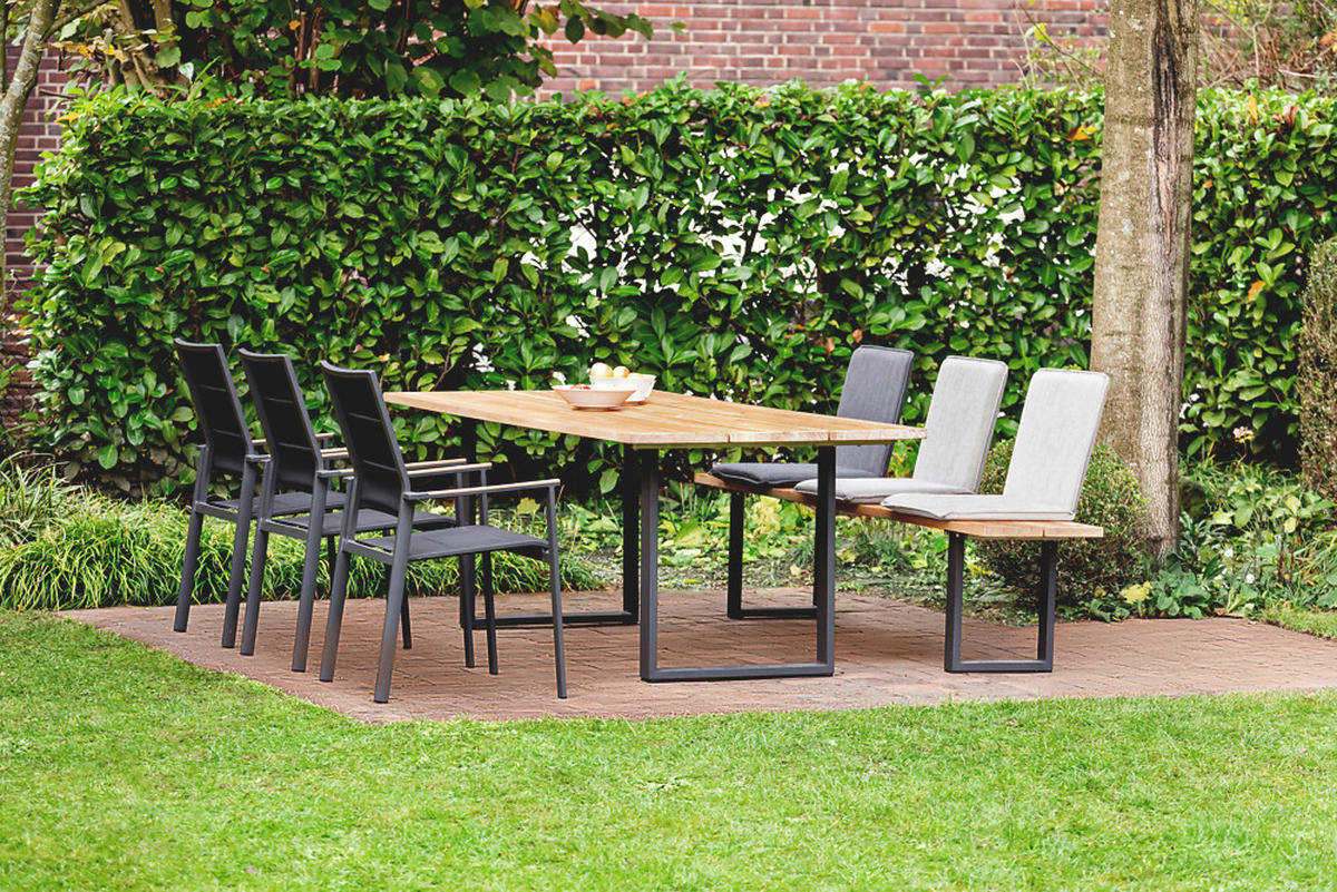 GARTENTISCH Holz Teakfarben, Anthrazit rechteckig  - Anthrazit/Teakfarben, Design, Holz/Metall (260/95/76cm)
