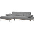 ECKSOFA in Flachgewebe Graublau  - Graublau/Schwarz, Natur, Holz/Textil (176/314cm) - Valnatura