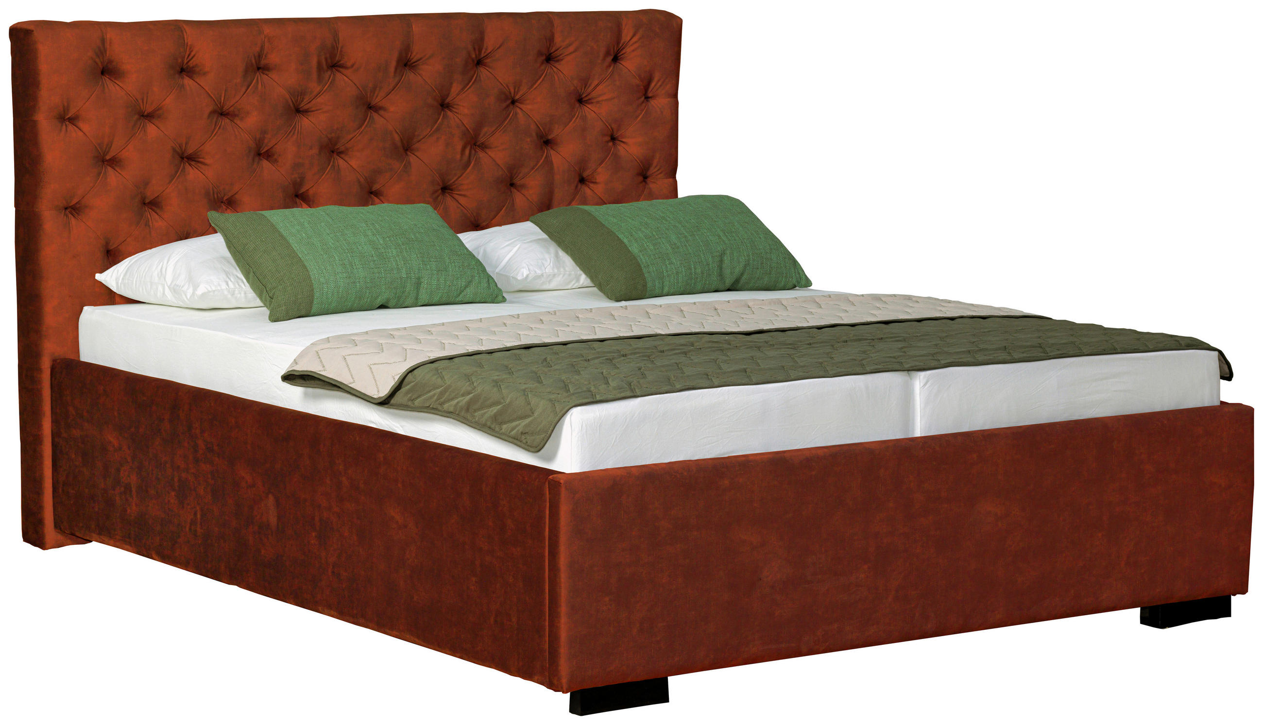 POLSTERBETT 180/200 cm  Rostfarben  - Rostfarben/Schwarz, Design, Holz/Textil (180/200cm) - Boxxx