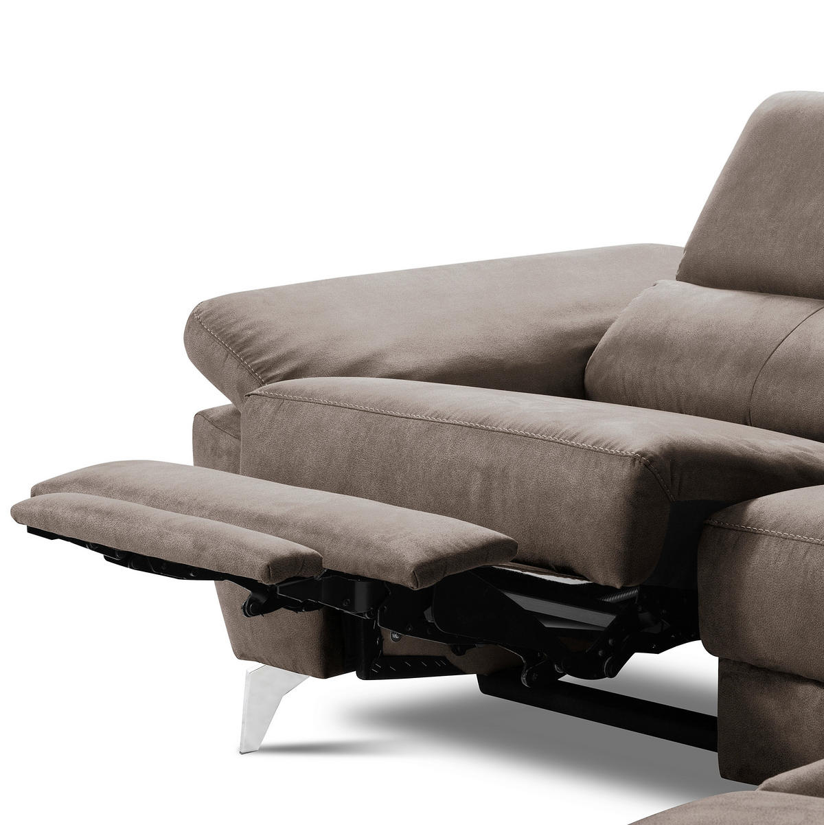 ECKSOFA SONO in Lederlook Braun Bettkasten, Armteilverstellung, Kopfteilverstellung  265/210 cm  - Chromfarben/Braun, Design, Textil/Metall (265/210cm) - Livetastic