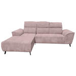 ECKSOFA Altrosa Cord Rücken echt, Kopfteilverstellung, Sitzvorzug  - Schwarz/Altrosa, KONVENTIONELL, Textil/Metall (196/290cm) - Carryhome