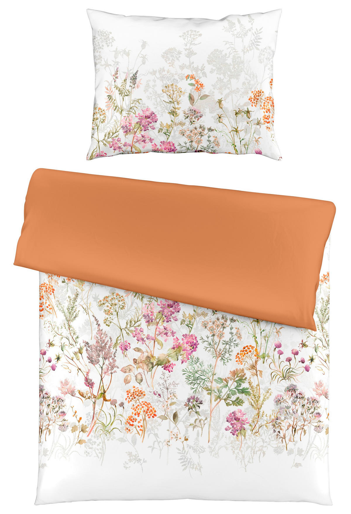 ÁGYNEMŰHUZAT-GARNITÚRA 140/200 cm  - bézs/narancs, Basics, textil (140/200cm) - Fleuresse