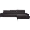 ECKSOFA in Webstoff Dunkelbraun  308/205 cm  - Dunkelbraun/Alufarben, Design, Textil (308/205cm) - Sedda