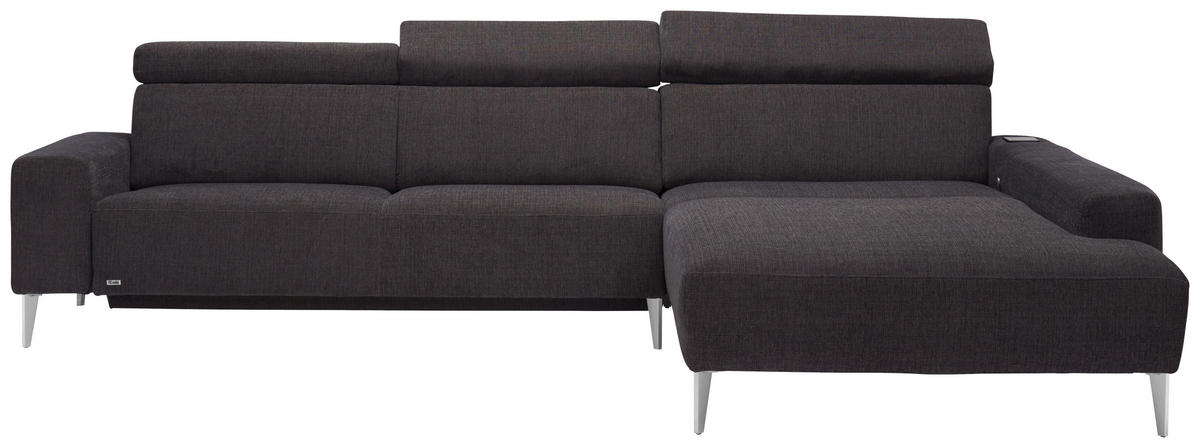 ECKSOFA in Webstoff Dunkelbraun  308/205 cm  - Dunkelbraun/Alufarben, Design, Textil (308/205cm) - Sedda