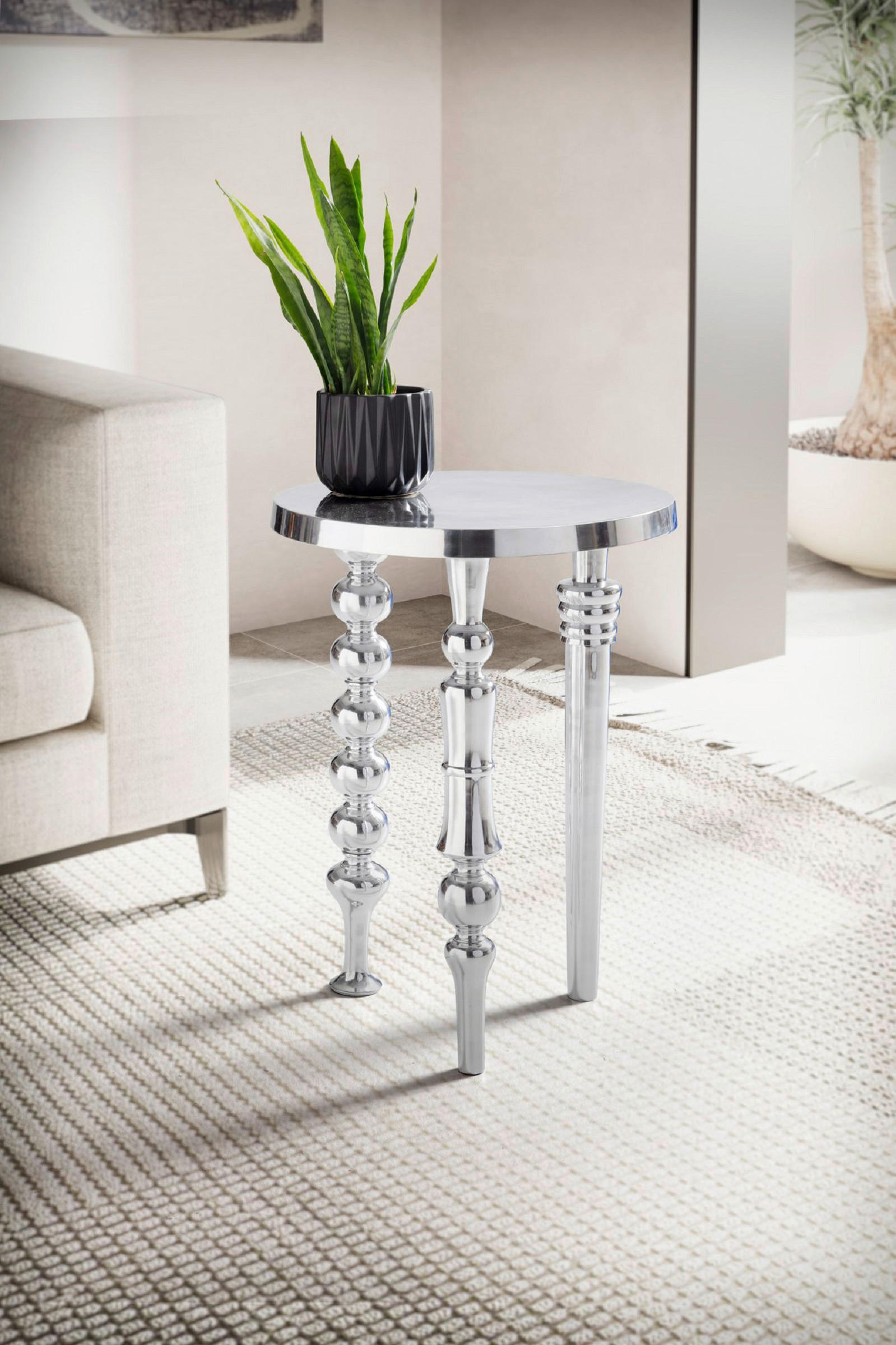 BEISTELLTISCH in Metall  - Silberfarben, Design, Metall (44/63cm) - MID.YOU