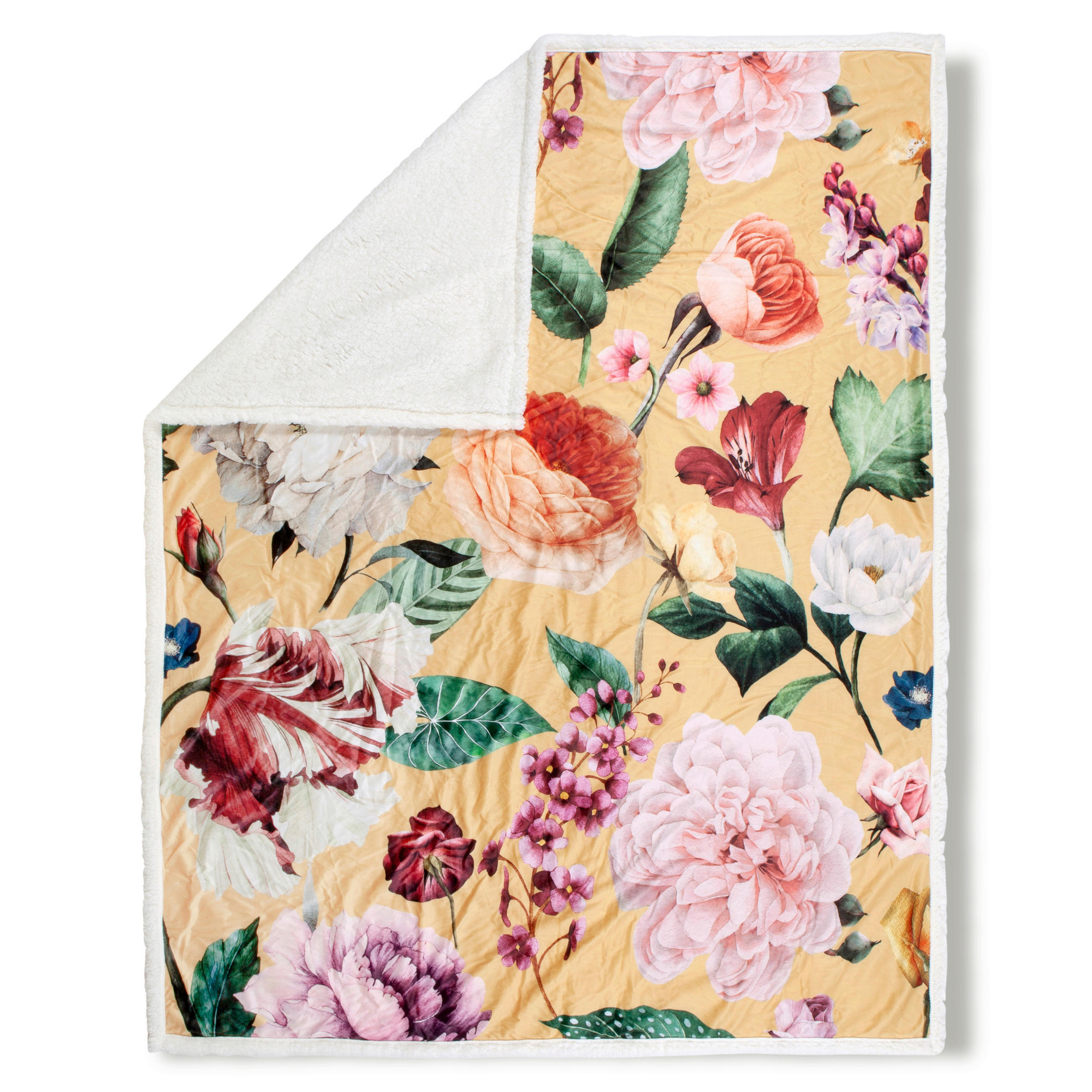 PLAID Fiori 130/160 cm - Gelb/Goldfarben, Design, Textil (130/160cm)