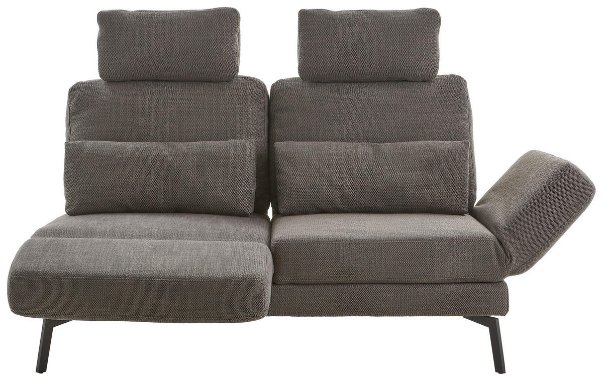 2-SITZER-SOFA Flachgewebe Schwarz  - Schwarz, KONVENTIONELL, Textil/Metall (170-218/87/93-141cm) - Hom`in