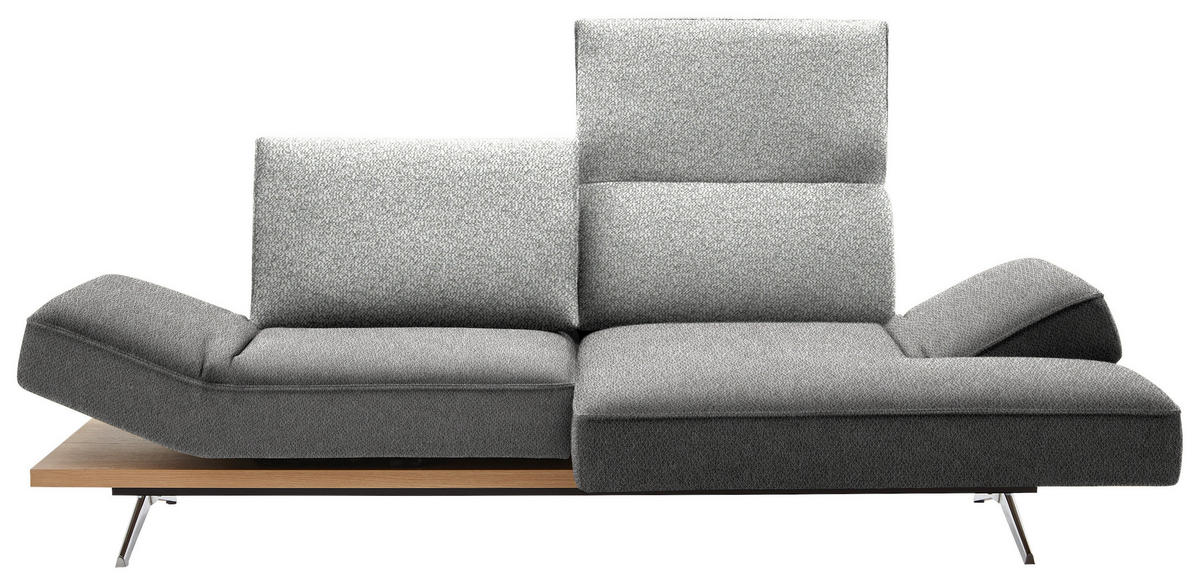 ECKSOFA Flachgewebe Hellgrau  - Chromfarben/Hellgrau, Design, Holz/Textil (240/132cm) - Koinor