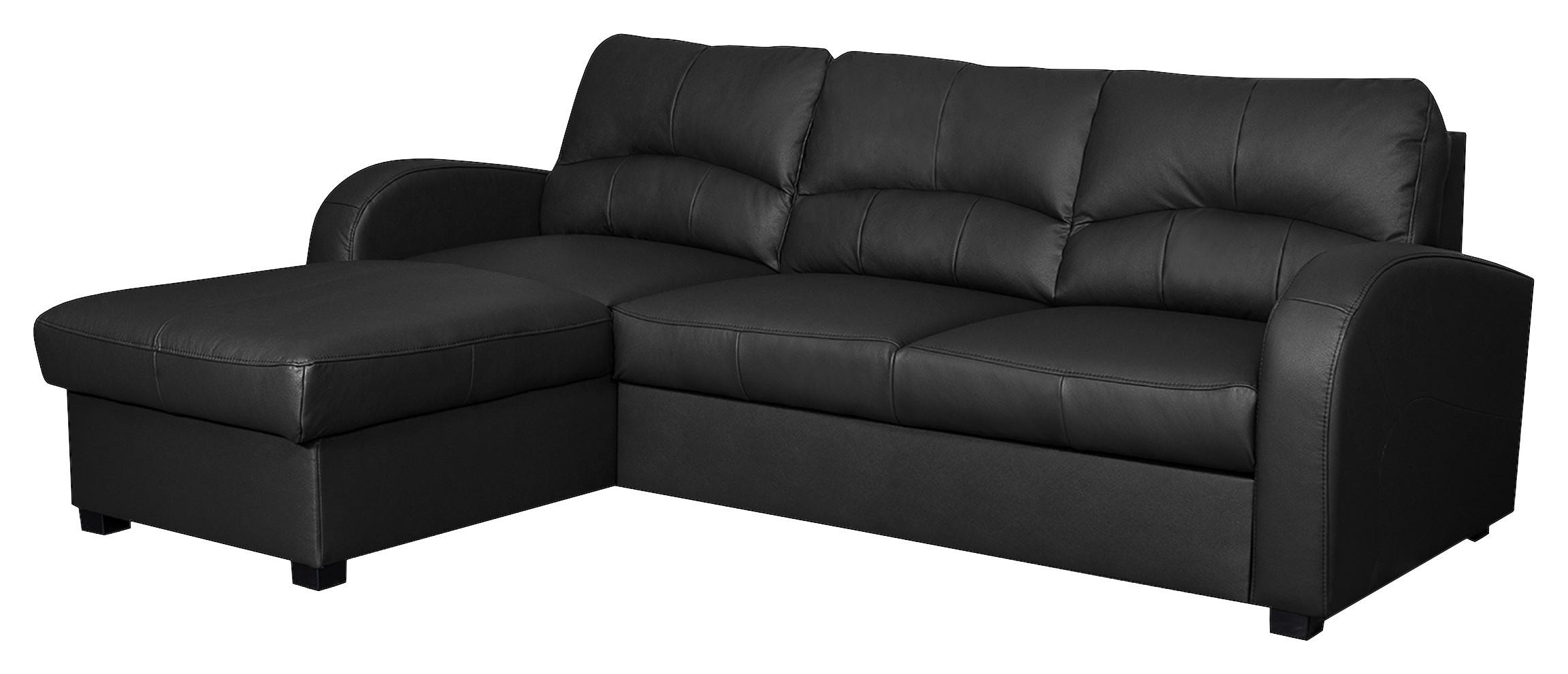 ECKSOFA Schwarz Echtleder Lederlook  - Schwarz, Design, Leder/Kunststoff (168/227cm) - Livetastic