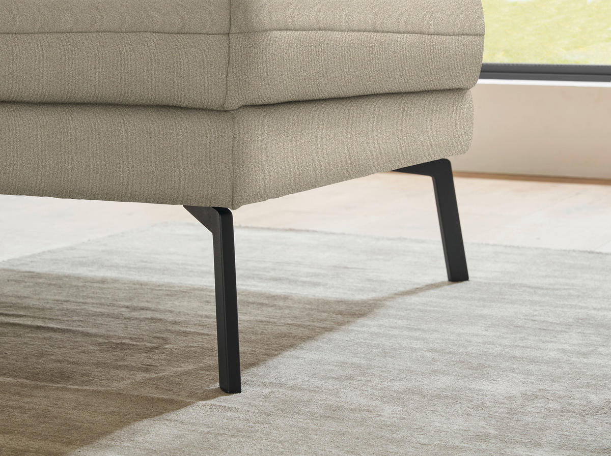 ECKSOFA Flachgewebe Beige  - Beige/Schwarz, Design, Textil/Metall (255-365/175-224cm) - Dieter Knoll