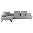 ECKSOFA Grau Flachgewebe Rücken echt, Rückenkissen  - Schwarz/Grau, KONVENTIONELL, Textil/Metall (240/310cm) - Carryhome