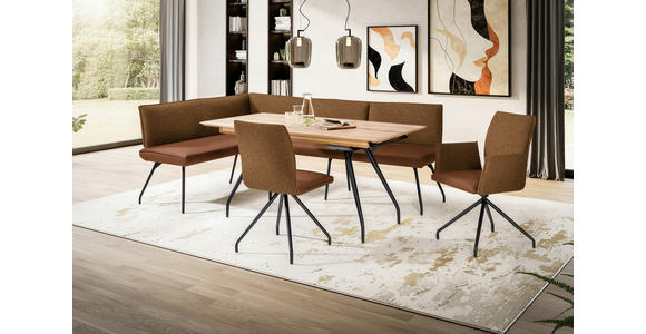 ECKBANK 165/225 cm  in Rostfarben  - Rostfarben/Schwarz, Design, Textil/Metall (165/225cm) - Moderano