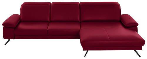 ECKSOFA in Echtleder Rot  328/193 cm  - Rot/Schwarz, Design, Leder/Metall (328/193cm) - Dieter Knoll