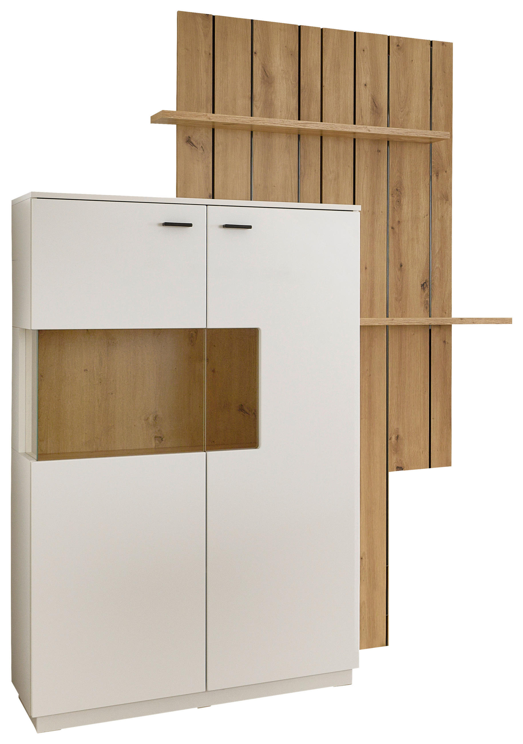 HIGHBOARD  150/197/37 cm  - Weiss/Schwarz, Design, Glas/Holzwerkstoff (150/197/37cm) - Stylife