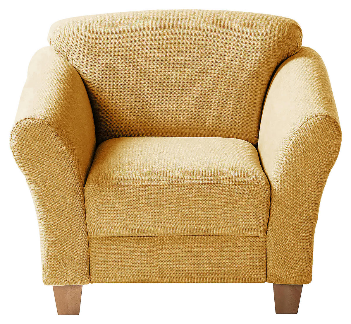 SESSEL in Flachgewebe Senfgelb  - Senfgelb/Naturfarben, Konventionell, Holz/Textil (101/84/89cm) - Sit & More
