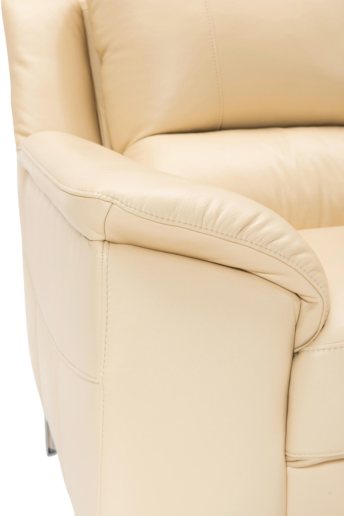 SOFFA i äkta läder sandfärgad  - sandfärgad/kromfärg, Klassisk, metall/läder - Welnova