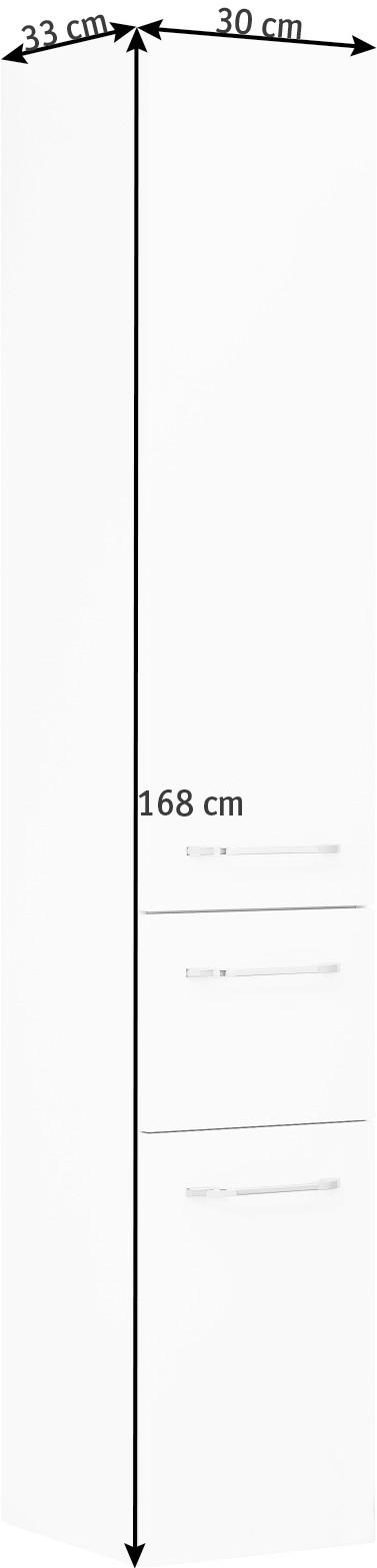 HOCHSCHRANK 30/168/33 cm  - Chromfarben/Weiß, Design, Glas/Holzwerkstoff (30/168/33cm) - Sadena