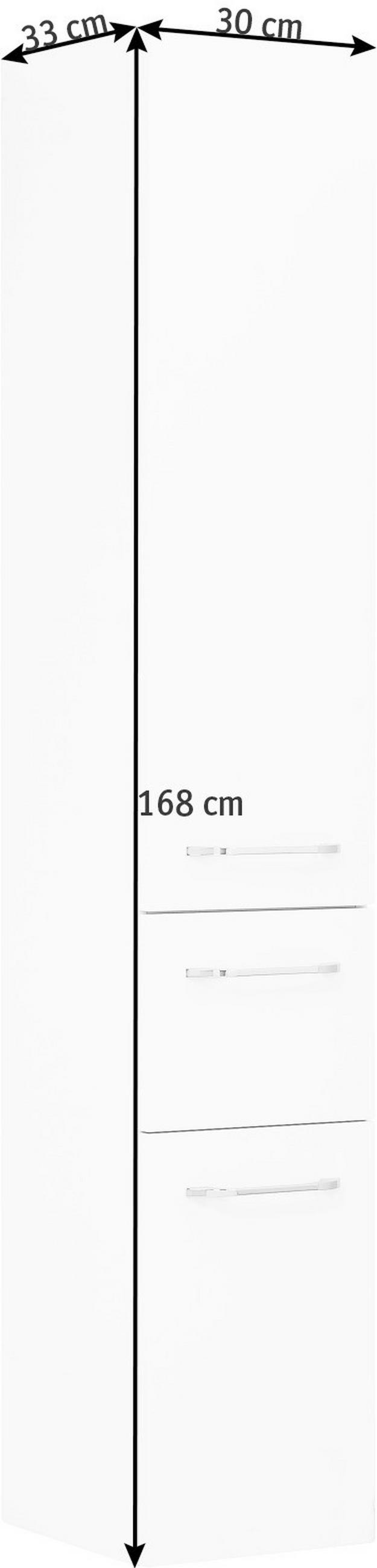 HOCHSCHRANK 30/168/33 cm  - Chromfarben/Weiß, Design, Glas/Holzwerkstoff (30/168/33cm) - Sadena