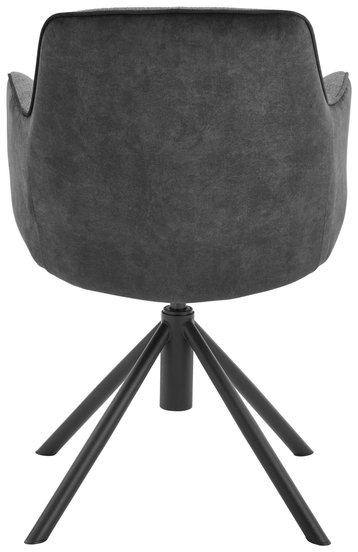 ARMLEHNSTUHL  in Eisen Flachgewebe  - Anthrazit/Schwarz, Design, Textil/Metall (60/88/64cm) - Novel
