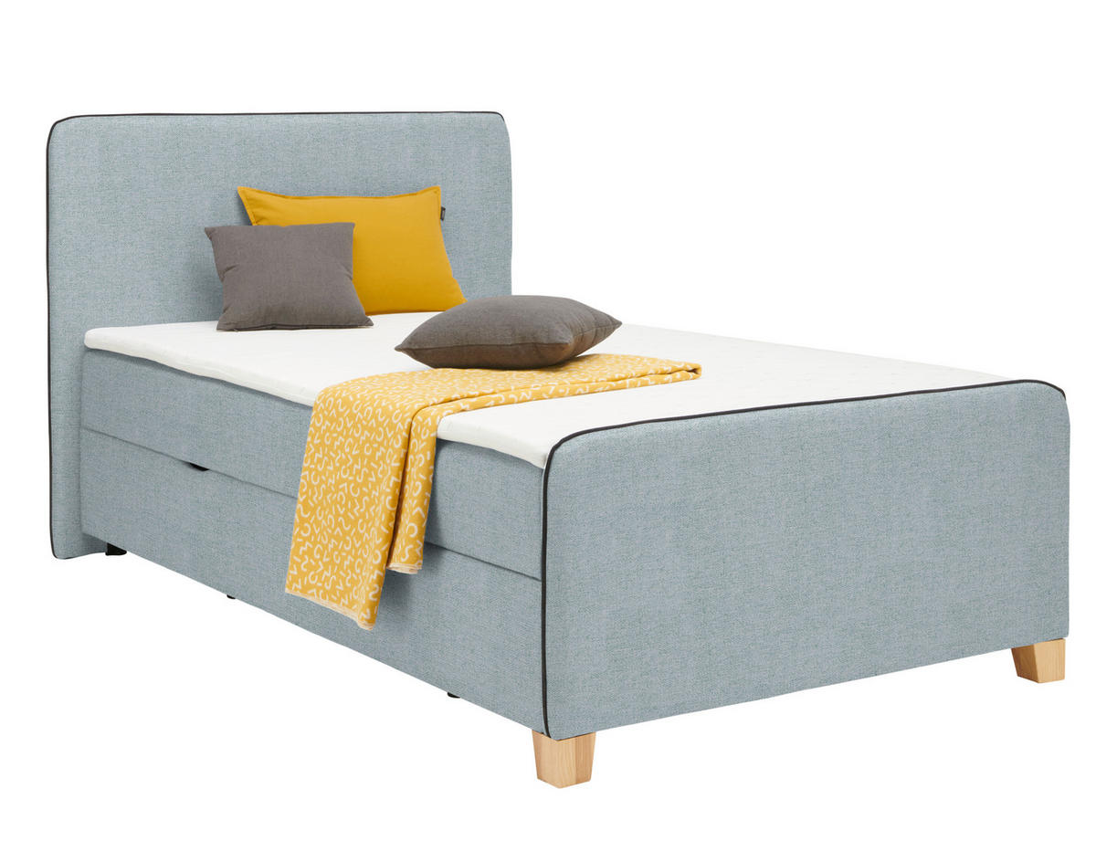 BOXBETT 100/200 cm  Mintgrau  - Mintgrau/Eichefarben, Design, Holz/Holzwerkstoff (100/200cm) - Moderano