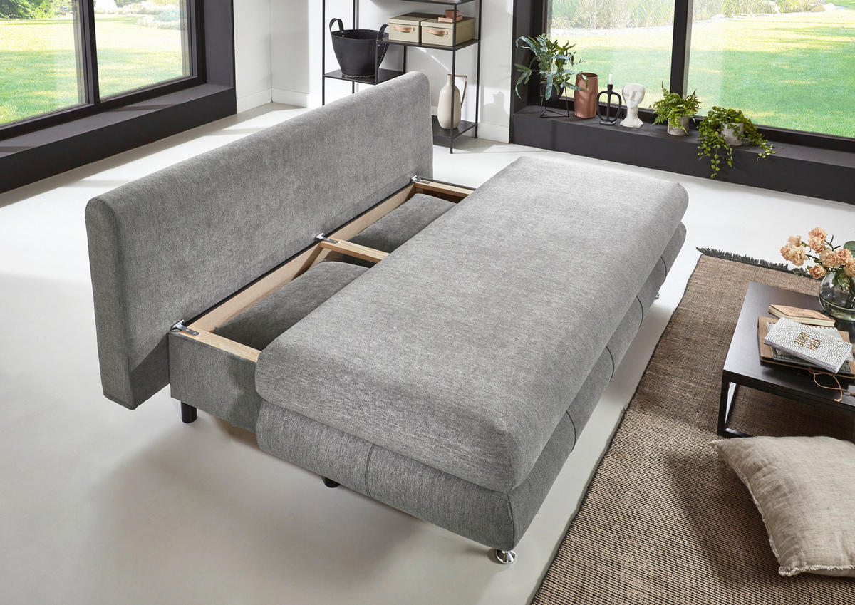 SCHLAFSOFA  mit Webstoff Grau  - Taupe/Edelstahlfarben, KONVENTIONELL, Kunststoff/Textil (190/93/92cm) - Carryhome