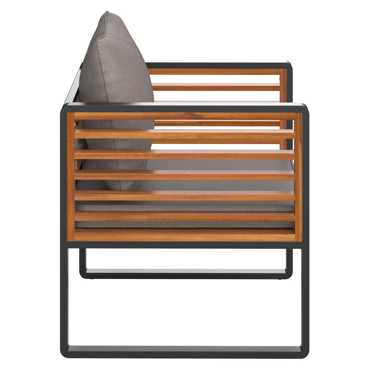 GARTENSET  - Schwarz/Akaziefarben, Design, Holz/Textil (128/68/90/70/70/41,5/68/68/50cm) - Ambia Garden