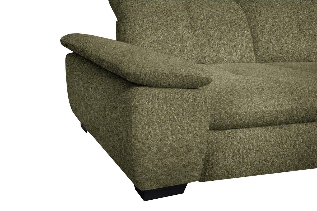 ECKSOFA in Flachgewebe Olivgrün  - Schwarz/Olivgrün, Design, Textil/Metall (242/313cm) - Xora