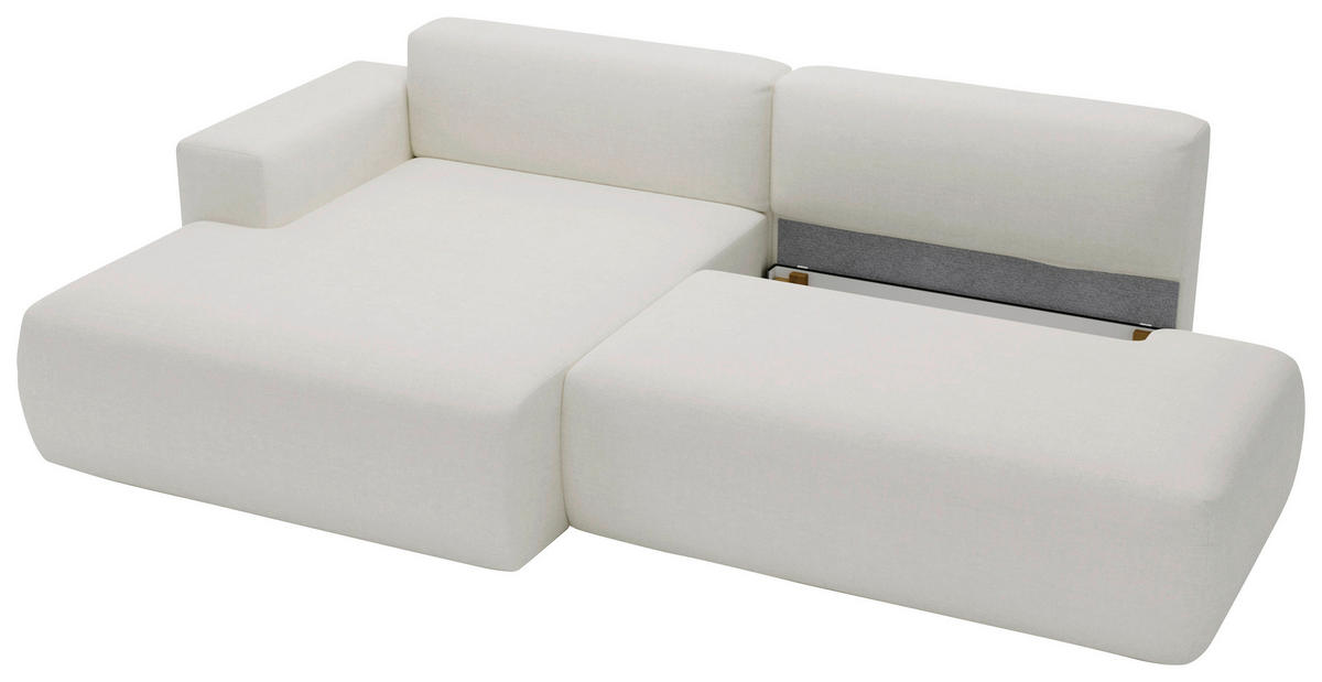 ECKSOFA Chenille Creme  - Creme/Schwarz, Design, Kunststoff/Textil (160/284cm) - Livetastic