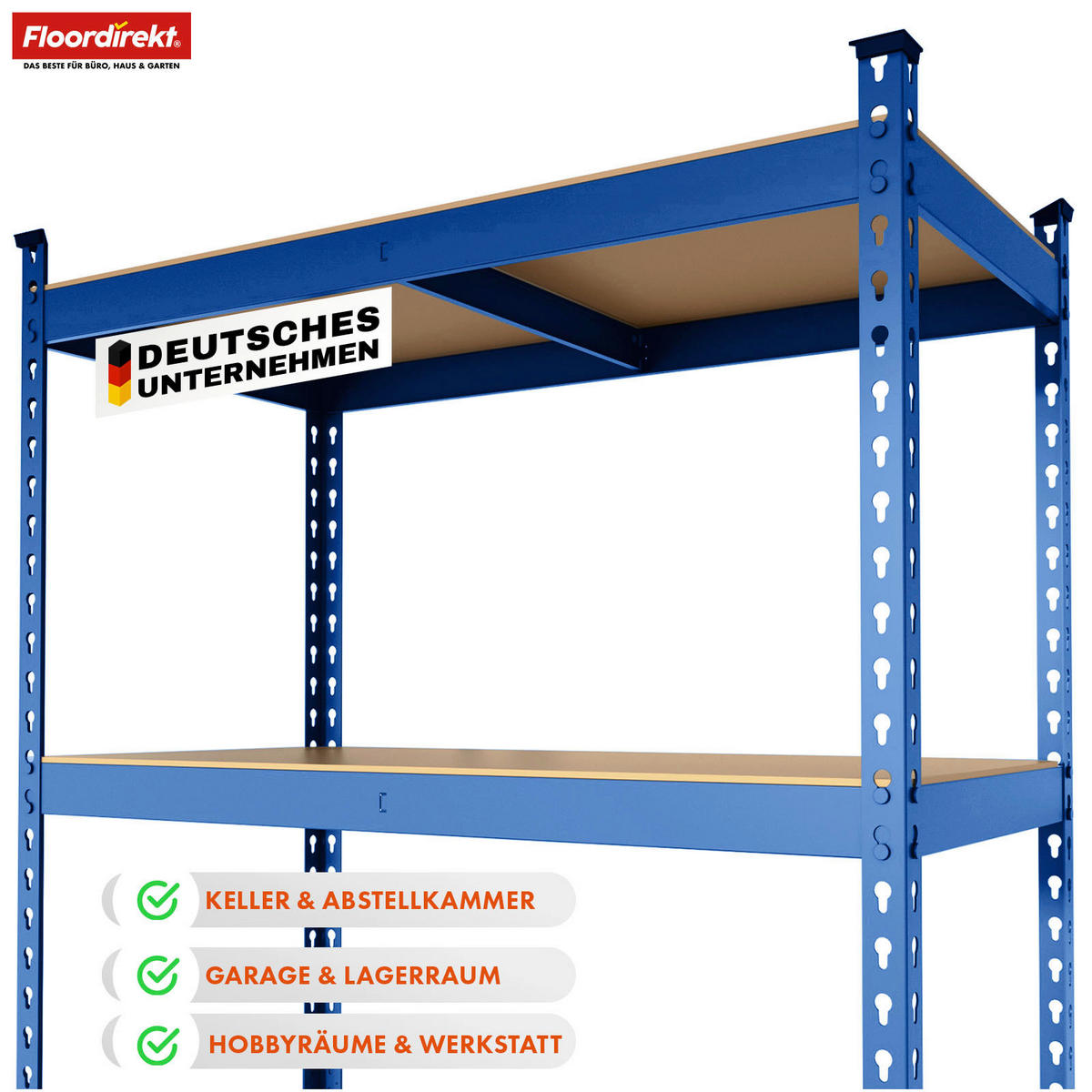 SCHWERLASTREGAL 90/180/60 cm  - Blau, Basics, Naturmaterialien/Metall (90/180/60cm) - Floordirekt