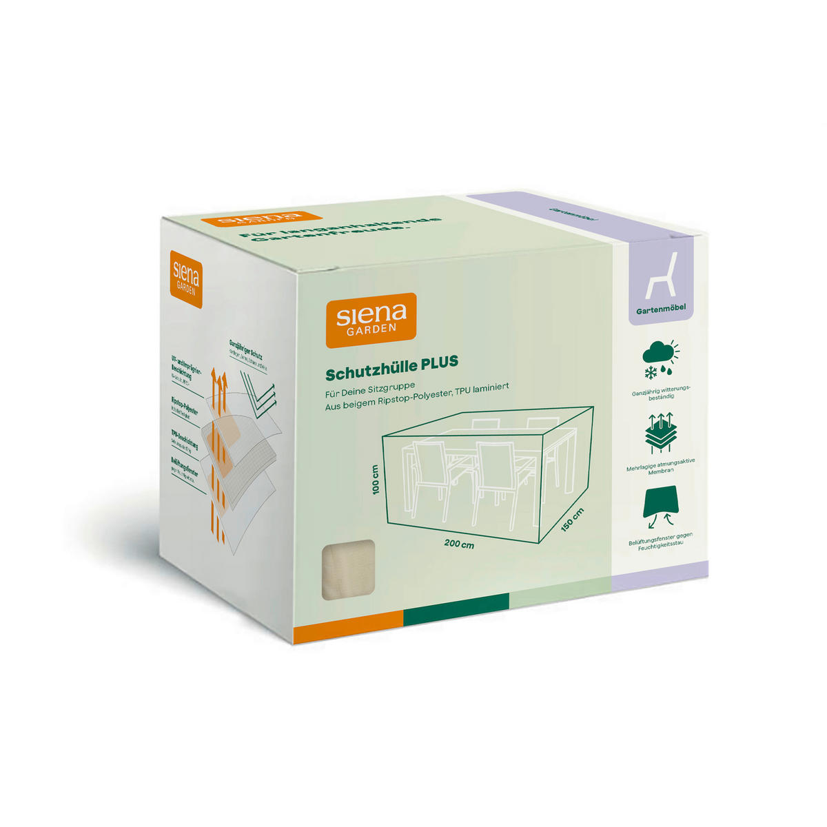 SCHUTZHÜLLE 150/100/200 cm  - Beige, MODERN, Kunststoff (150/100/200cm) - Siena Garden