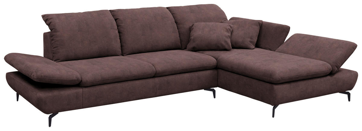 ECKSOFA Dunkelbraun Flachgewebe  - Dunkelbraun/Schwarz, Design, Textil/Metall (315/200cm) - Chilliano