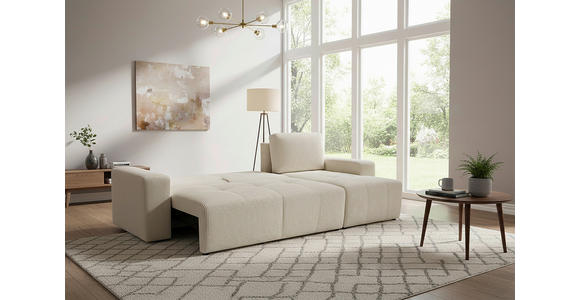 ECKSCHLAFSOFA  mit Cord Creme  - Creme/Schwarz, KONVENTIONELL, Textil (248/146cm) - Xora