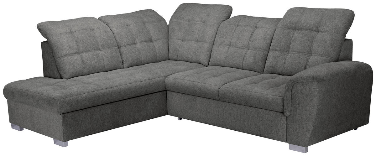 ECKSOFA Graubraun Chenille  - Chromfarben/Graubraun, KONVENTIONELL, Kunststoff/Textil (205/260cm) - Carryhome