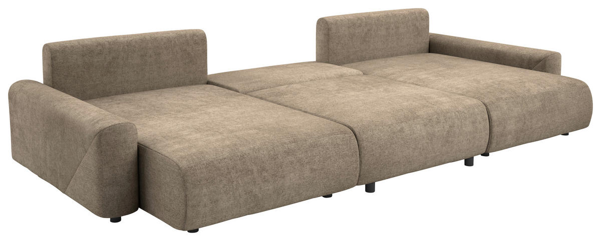 Wohnlandschaft inkl.Funktionen Braun Webstoff  - Schwarz/Braun, MODERN, Kunststoff/Textil (168/337/168cm) - Stylife