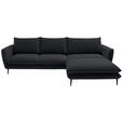 ECKSOFA  in Webstoff Schwarz  304/196 cm  - Schwarz, KONVENTIONELL, Textil/Metall (304/196cm) - Hom`in