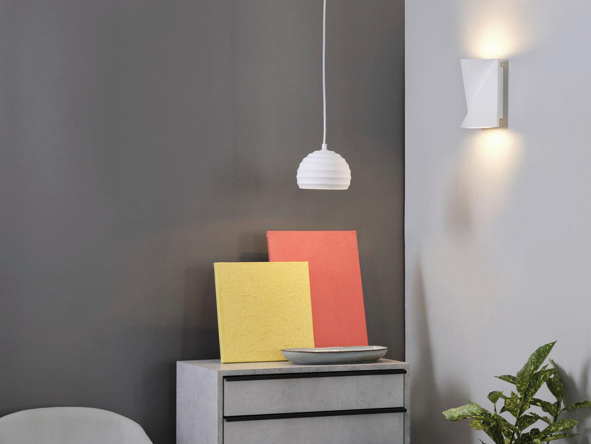 WANDLEUCHTE 15/11.5/20 cm   - Weiß, Basics, Stein (15/11.5/20cm) - Osram