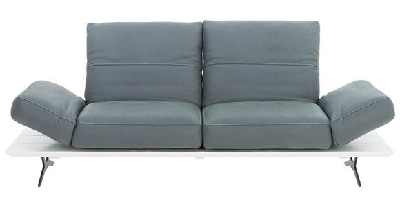 2,5-SITZER  in Echtleder Grau, Weiß  - Hellgrau/Weiß, Design, Leder/Holzwerkstoff (228/97/85cm) - Ambiente