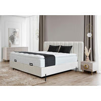 POSTELJA Z VZMETNICO 180 cm   x 200 cm  , kovina, tekstil, leseni material bež  - črna/bež, Moderno, kovina/tekstil (180/200cm) - Hom`in