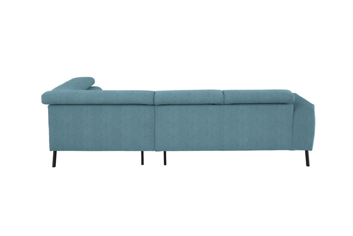 ECKSOFA Türkis Feincord  - Türkis/Schwarz, Design, Textil/Metall (280/205cm) - Xora