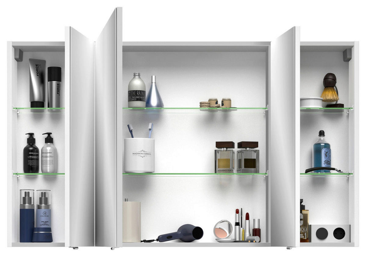 SPIEGELSCHRANK 120/70,3/17 cm  - Chromfarben/Weiß, MODERN, Glas/Holzwerkstoff (120/70,3/17cm) - Sadena
