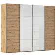 SCHWEBETÜRENSCHRANK 271/235/68 cm 4-türig Weiß, Eiche Artisan  - Chromfarben/Weiß, KONVENTIONELL, Glas/Holzwerkstoff (271/235/68cm) - Novel