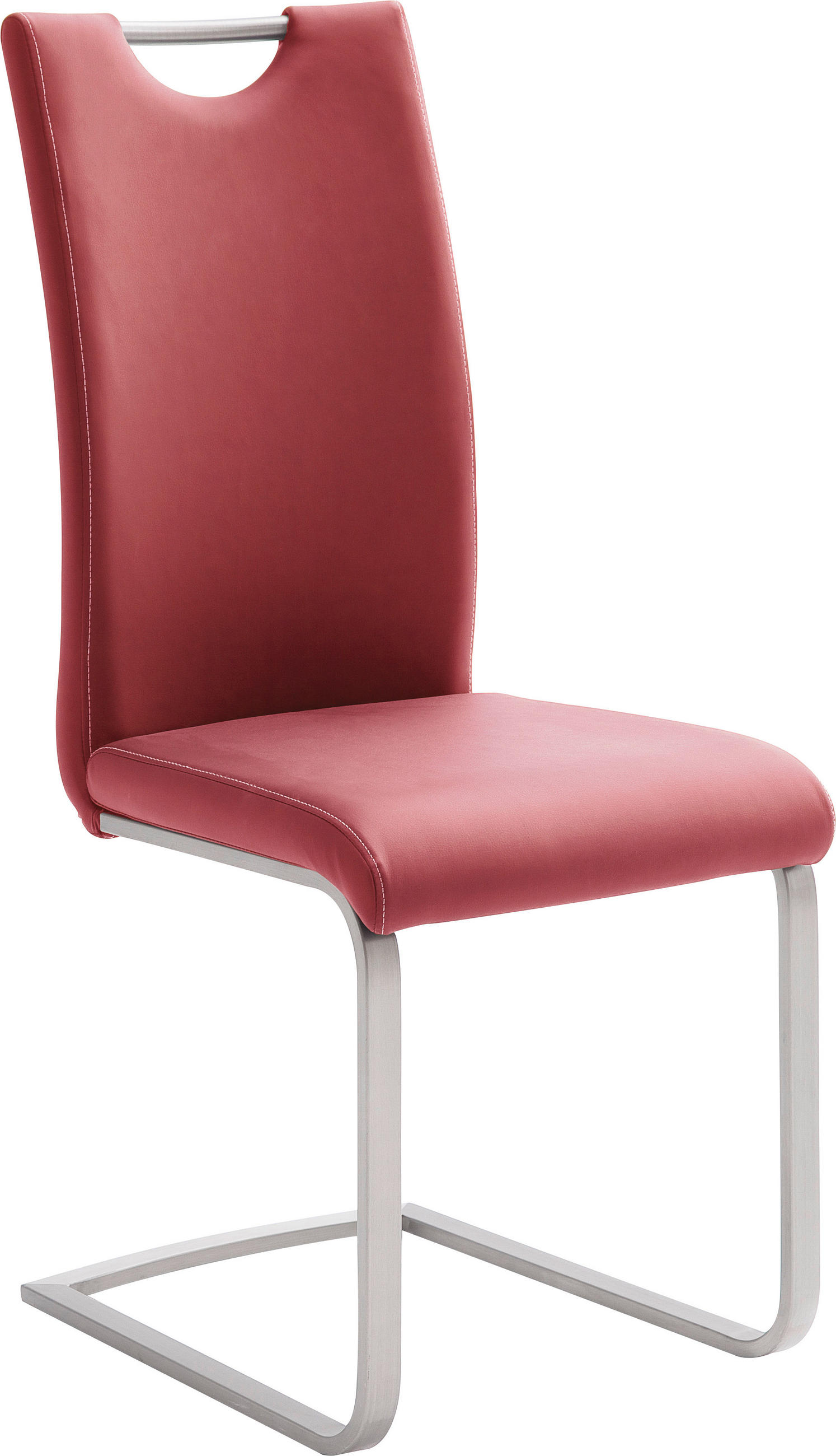 SCHWINGSTUHL  in Edelstahl Lederlook  - Edelstahlfarben/Bordeaux, Design, Textil/Metall (42/103/55cm) - Novel