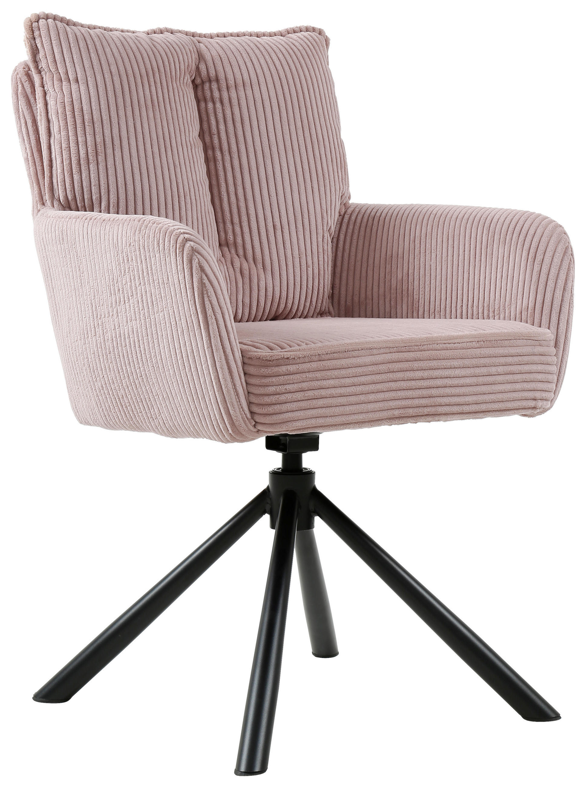 ARMLEHNSTUHL  in Eisen Cord  - Schwarz/Altrosa, Design, Textil/Metall (61/90/67cm) - Carryhome