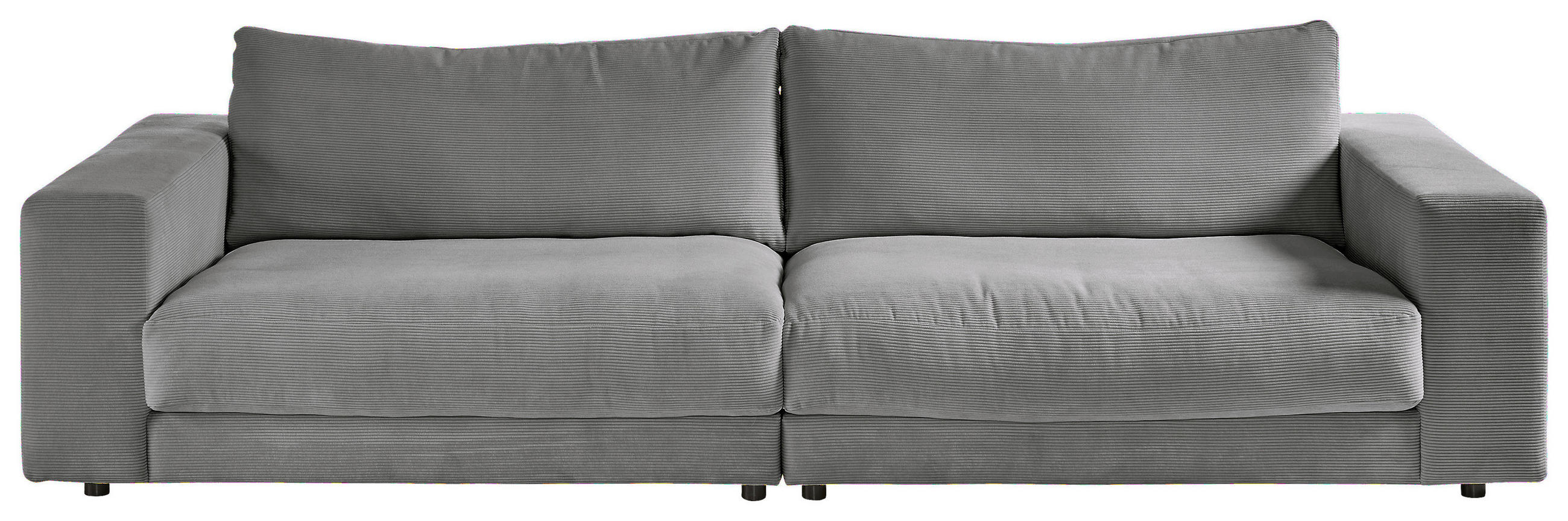MEGASOFA Feincord Grau  - Schwarz/Grau, Design, Kunststoff/Textil (290/86/127cm) - Pure Home Lifestyle